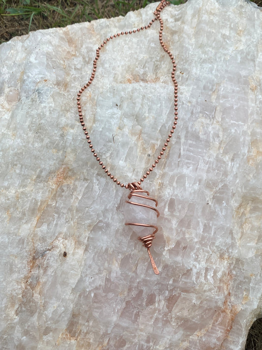 Rose Quartz//Copper bottom flattened