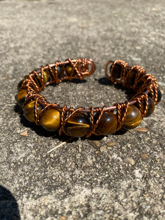 Copper bracelet/ 14MM Tigers eye!