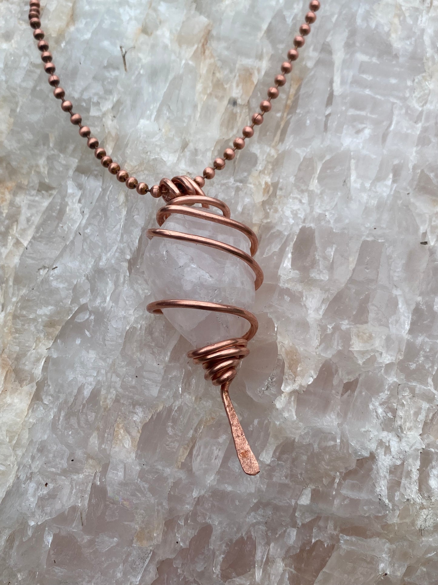 Rose Quartz//Copper bottom flattened