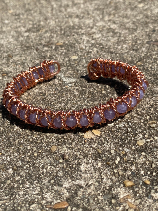 Copper bracelet /Lepidolite