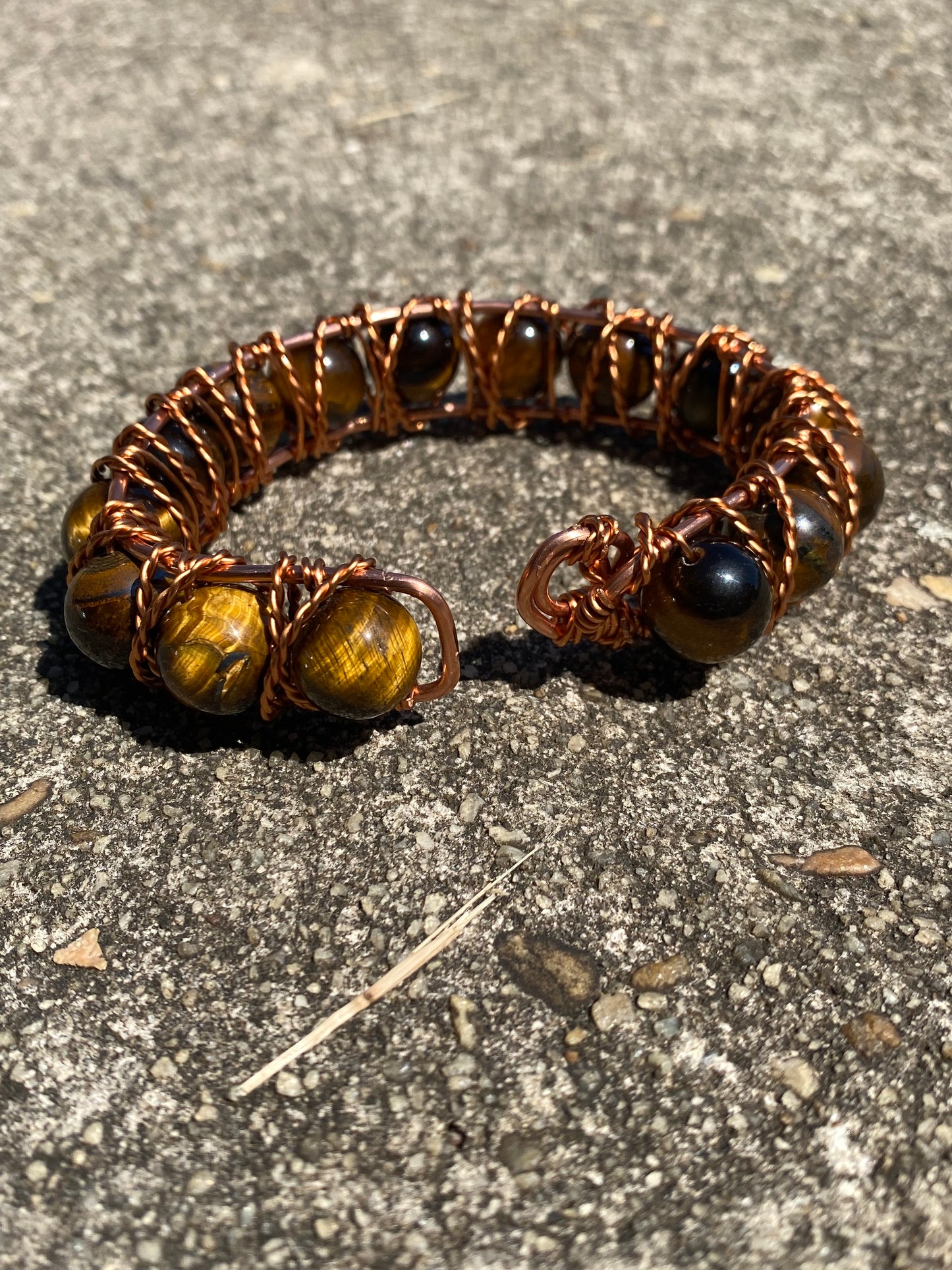 Copper bracelet/ 14MM Tigers eye!