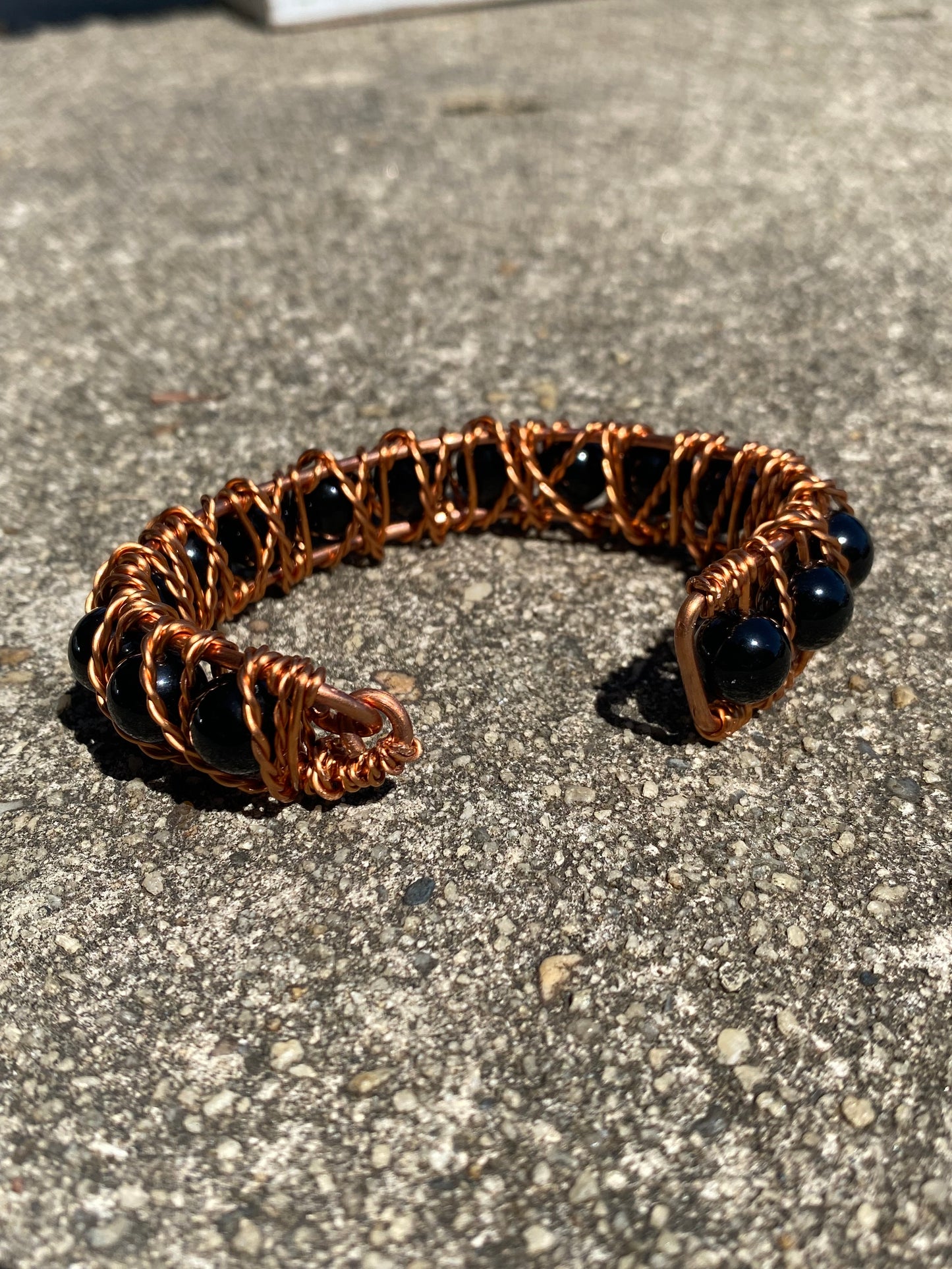 Copper bracelet/ Black Obsidian