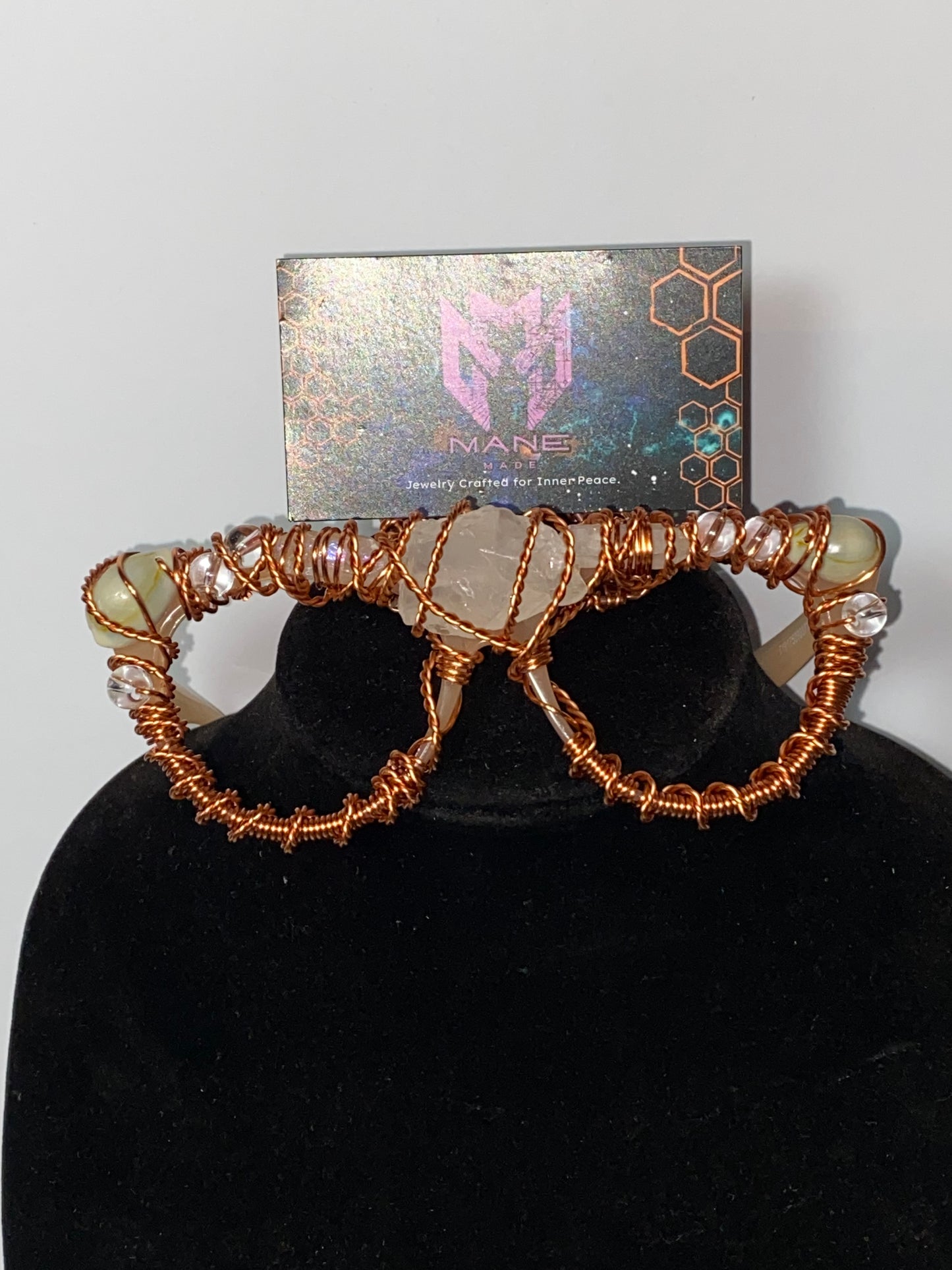 Quartz, copper, and cowry shell specs!