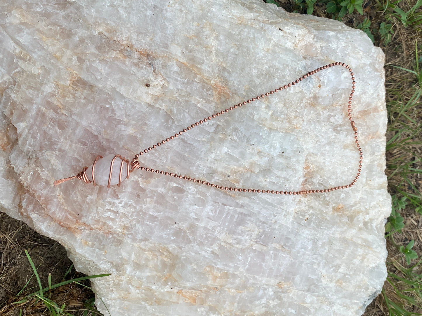 Rose Quartz//Copper bottom flattened