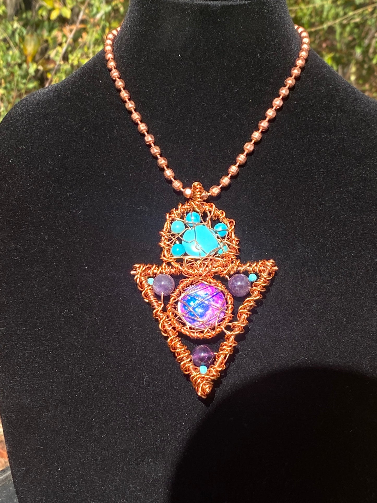 Tri Nebula6.3mm faceted copper Ball chain