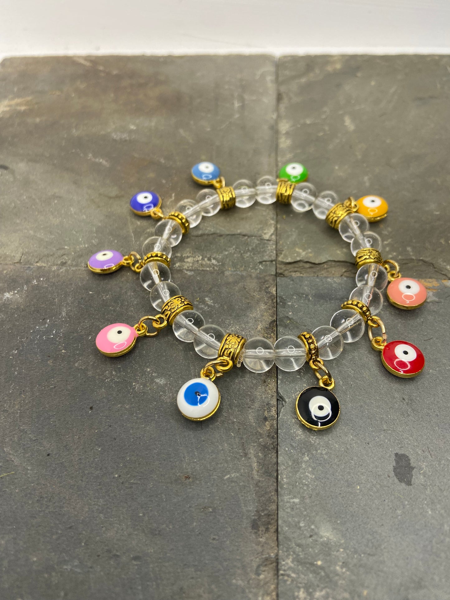 Multicolored evil eye Quartz bracelet