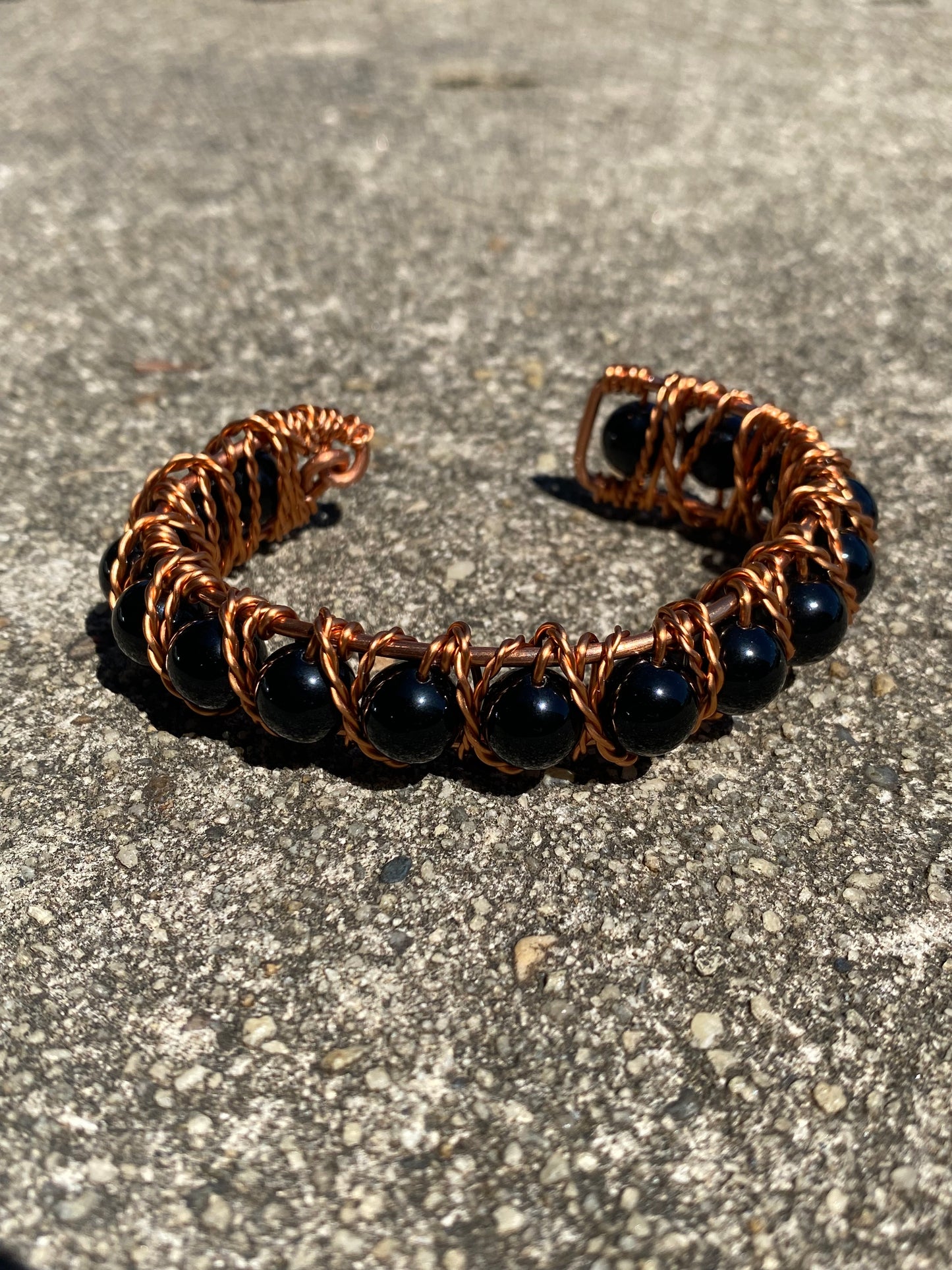Copper bracelet/ Black Obsidian