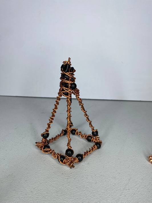 Copper n black Obsidian cleansing pyramid
