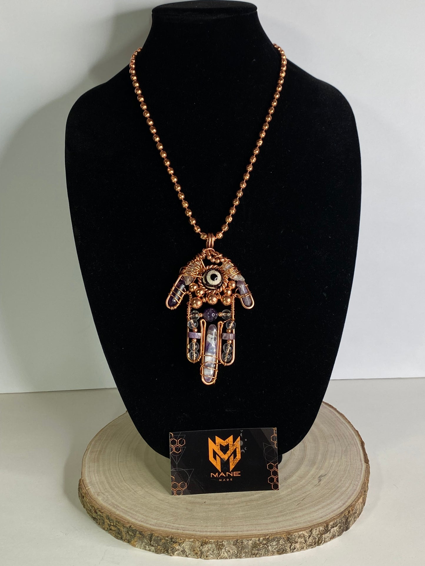 Quartz n Amethyst Hamsa