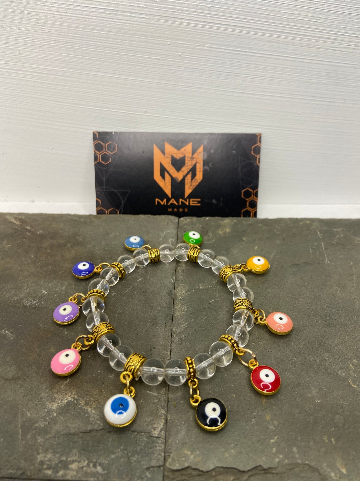 Multicolored evil eye Quartz bracelet