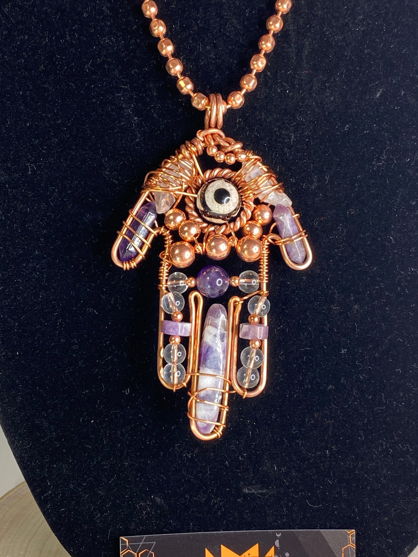 Quartz n Amethyst Hamsa