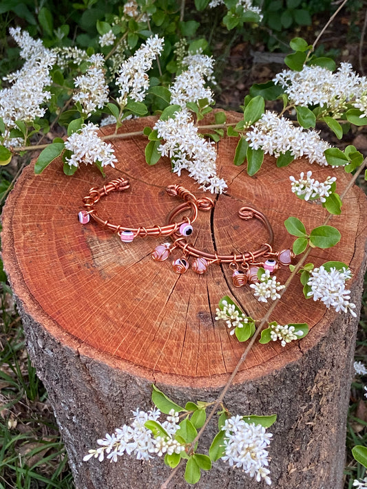 Evil eye /rose quartz Bangel