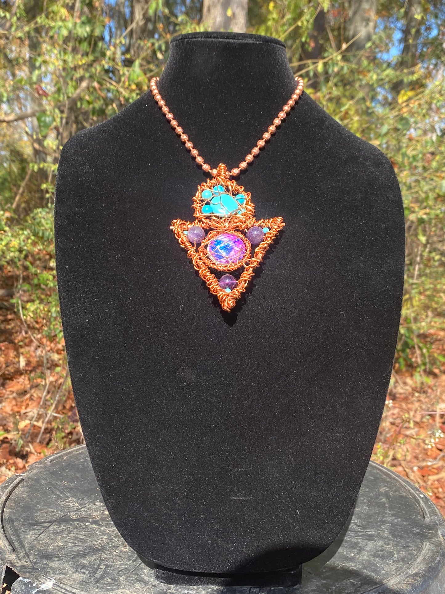 Tri Nebula6.3mm faceted copper Ball chain